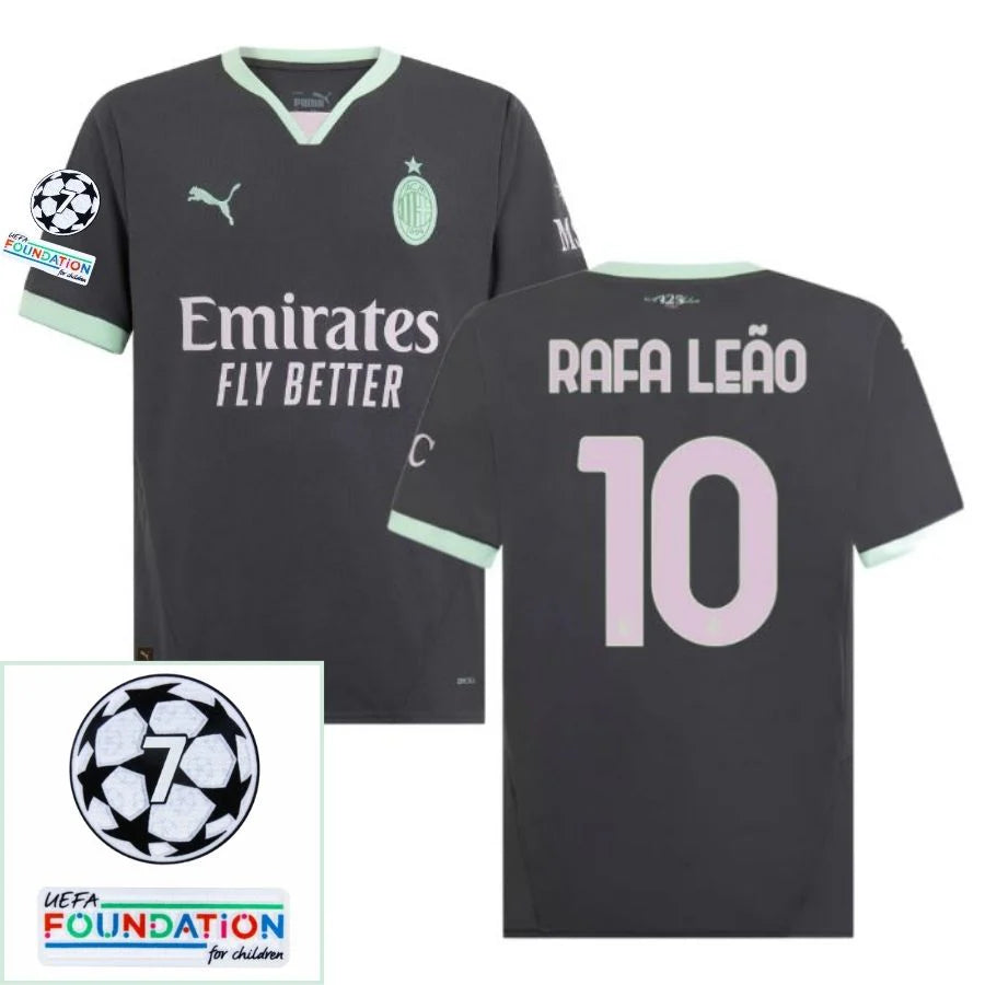 AC Milan 2024/25 III Third RAFAEL LEAO #10 - Patchs UCL UEFA  Foundation (Official Printing)
