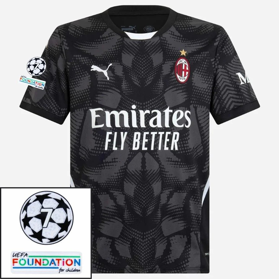 AC Milan 2024/25 GK I Home Fan Jersey  - Patchs UCL UEFA  Foundation (Official Printing)