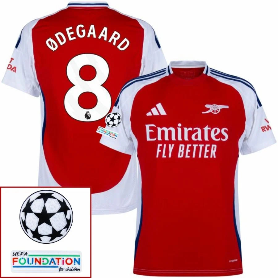 Arsenal 2024/25 I Home ØDEGAARD #8  - Patchs UCL UEFA  Foundation (Official Printing)