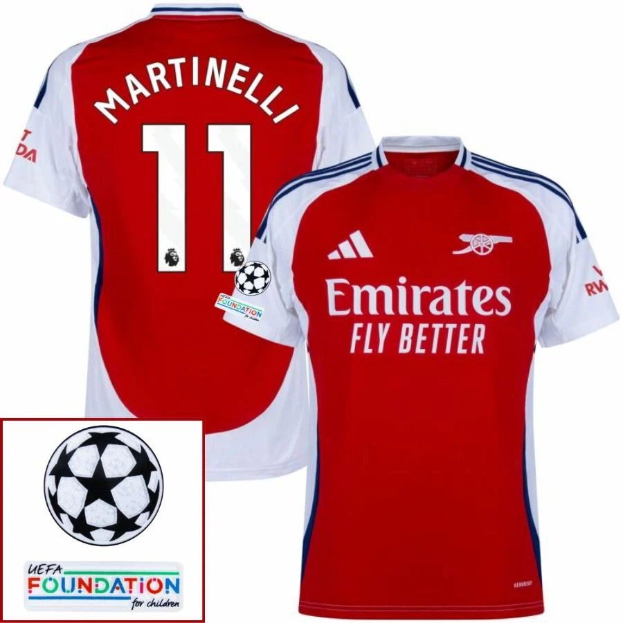 Arsenal 2024/25 I Home MARTINELLI #11 - Patchs UCL UEFA  Foundation (Official Printing)