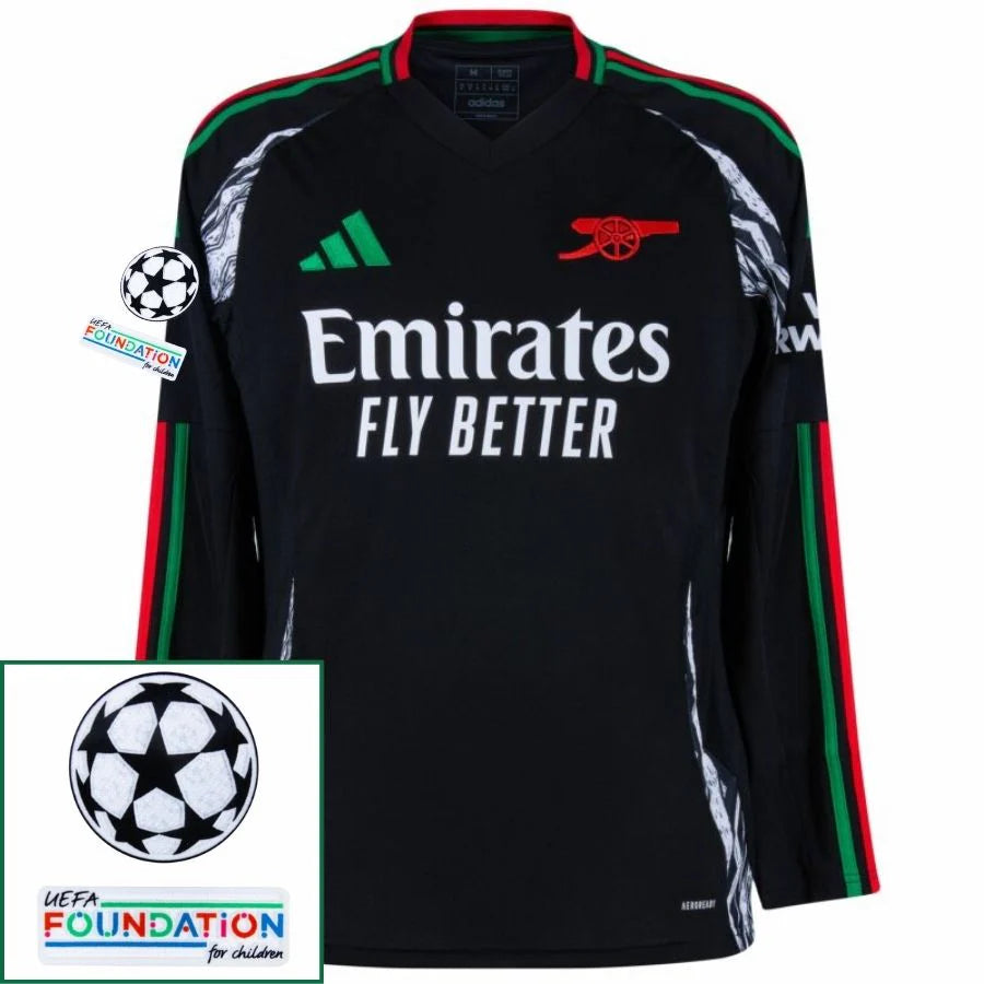 Arsenal 2024/25 II Away Fan Jersey Long Sleeve - Patchs UCL UEFA  Foundation (Official Printing)