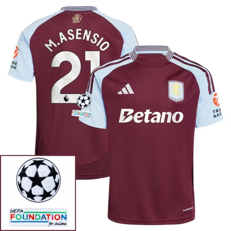 Aston Villa 2024/25 I Home M. ASENSIO #21 - Patchs UCL UEFA  Foundation (Official Printing)