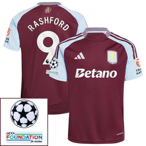 Aston Villa 2024/25 I Home RASHFORD #9 - Patchs UCL UEFA  Foundation (Official Printing)