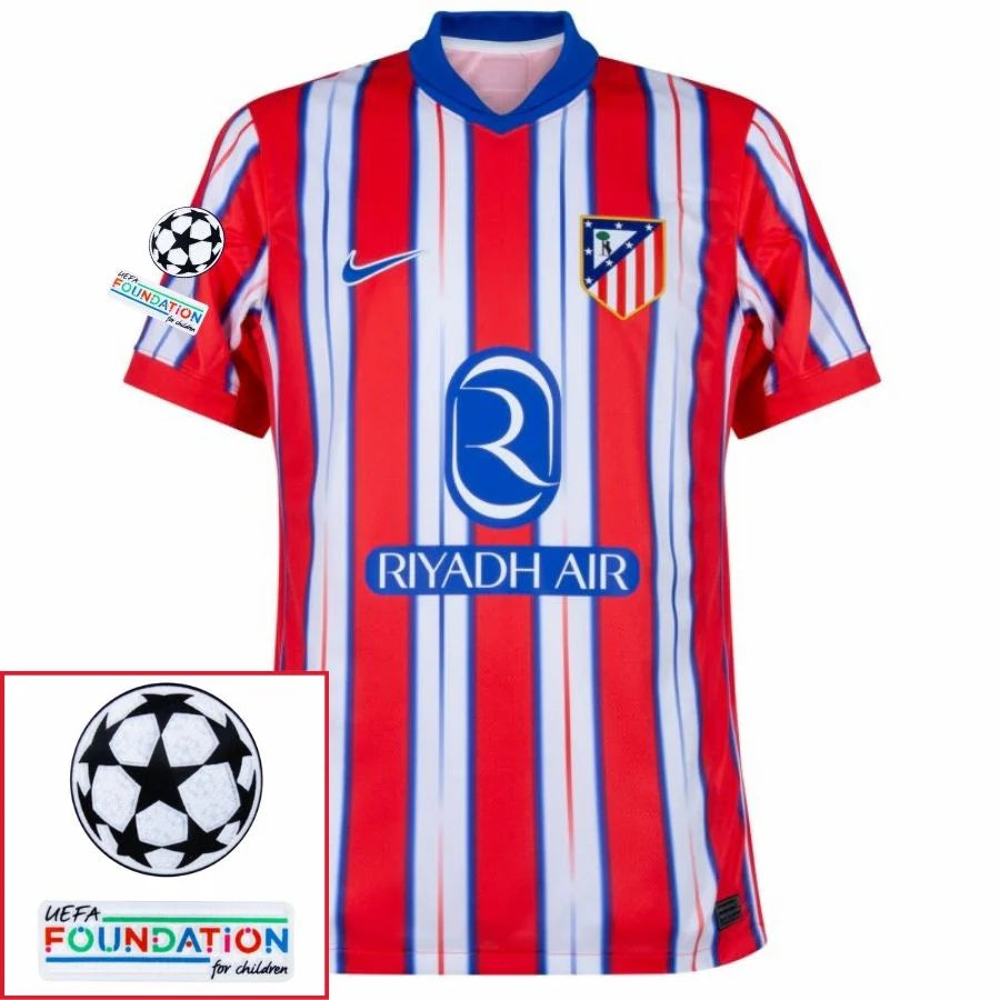 Atletico Madrid 2024/25 I Home Fan Jersey - Patchs UCL UEFA  Foundation (Official Printing)