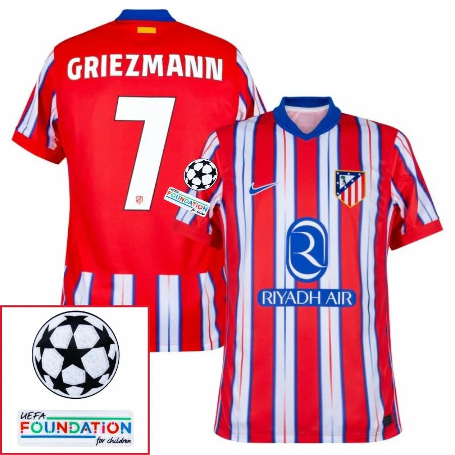 Atletico Madrid 2024/25 I Home GRIEZMANN #7 - Patchs UCL UEFA  Foundation (Official Printing)