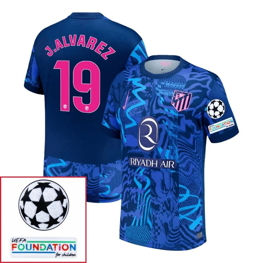 Atletico Madrid 2024/25 III Third J. ALVAREZ #19 - Patchs UCL UEFA  Foundation (Official Printing)