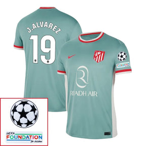 Atletico Madrid 2024/25 II Away J. ALVAREZ #19 - Patchs UCL UEFA  Foundation (Official Printing)