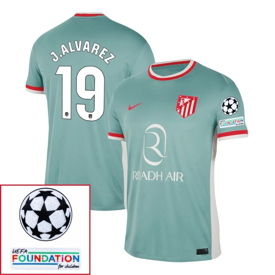 Atletico Madrid 2024/25 II Away J. ALVAREZ #19 - Patchs UCL UEFA  Foundation (Official Printing)