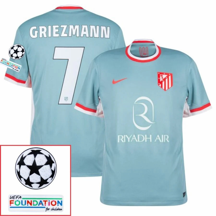 Atletico Madrid 2024/25 II Away GRIEZMANN #7  - Patchs UCL UEFA  Foundation (Official Printing)