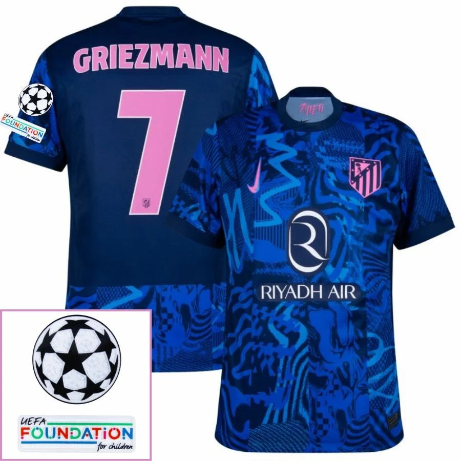 Atletico Madrid 2024/25 III Third GRIEZMANN #7 - Patchs UCL UEFA  Foundation (Official Printing)