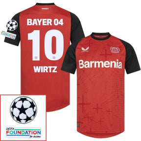 Bayer Leverkusen 2024/25 I Home WIRTZ #10 - Patchs UCL UEFA  Foundation (Official Printing)