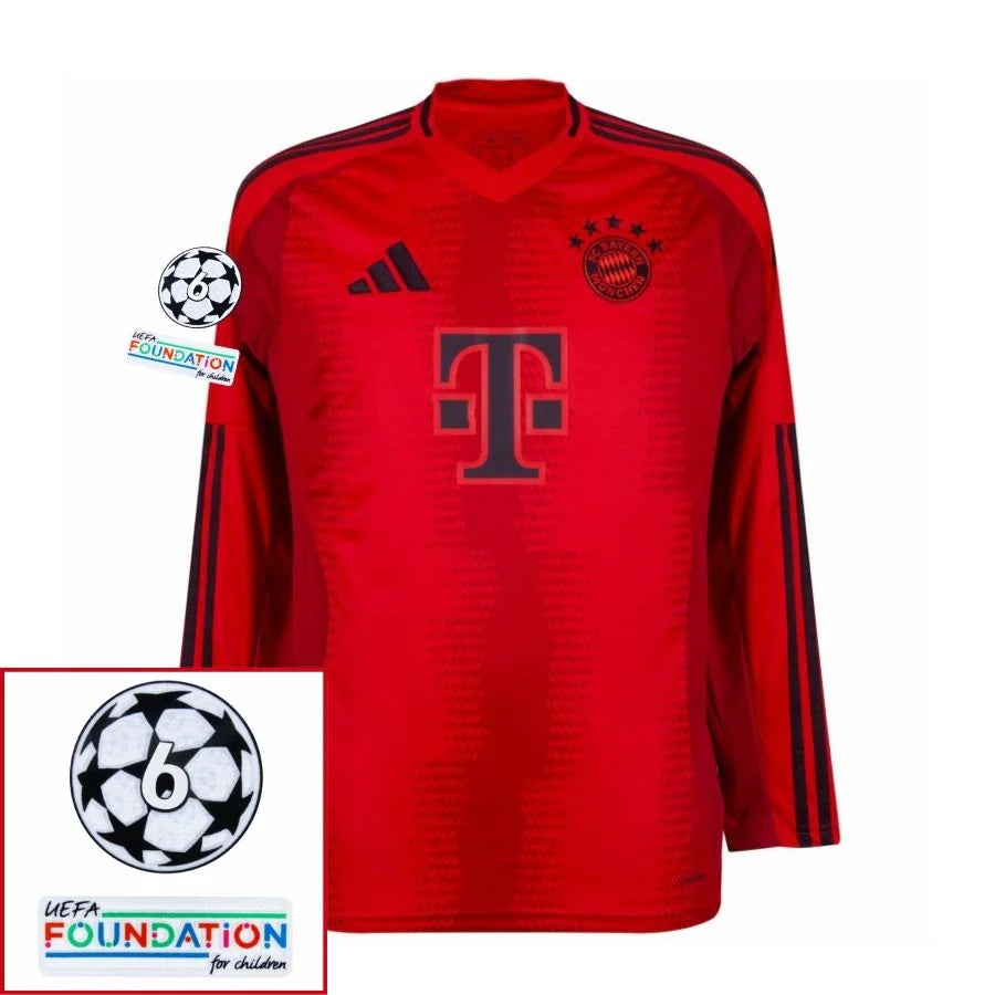 Bayer München 2024/25 I Home Long Sleeve Fan Jersey - Patchs UCL UEFA  Foundation (Official Printing)