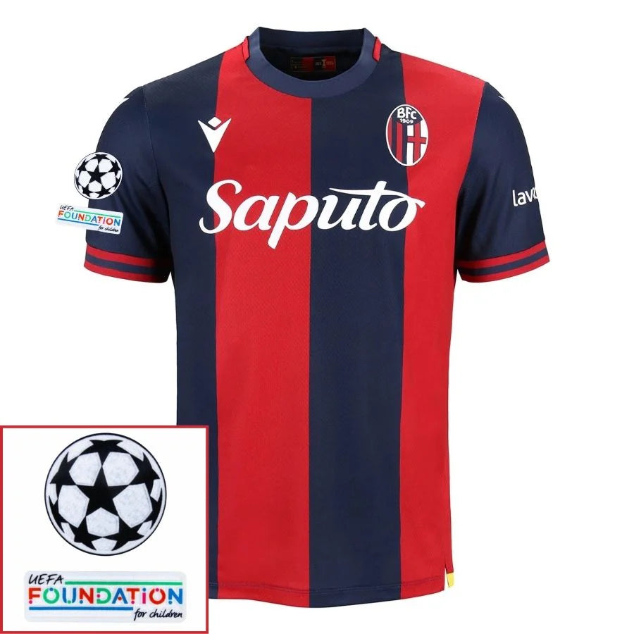 Bologna 2024/25 I Home Fan Jersey - Patchs UCL UEFA  Foundation (Official Printing)