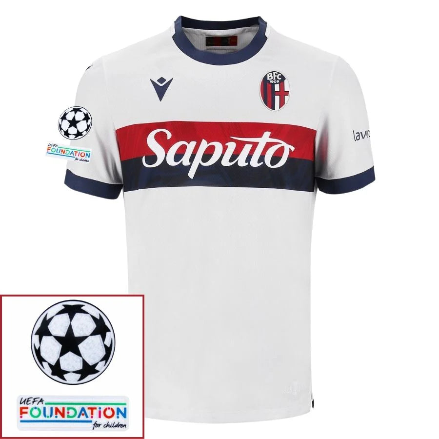 Bologna 2024/25 II Away Fan Jersey - Patchs UCL UEFA  Foundation (Official Printing)