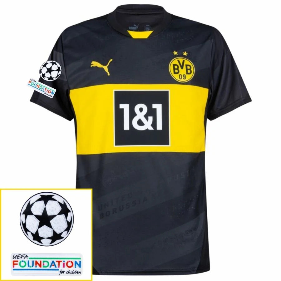 Borussia Dortmund 2024/25 II Away Fan Jersey - Patchs UCL UEFA  Foundation (Official Printing)