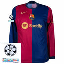 Barcelona 2024/25 I Home Long Sleeve - Patchs UCL UEFA  Foundation (Official Printing)