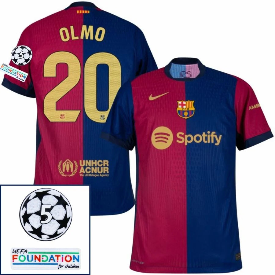 Barcelona 2024/25 I Home OLMO #20 - Patchs UCL UEFA  Foundation (Official Printing)