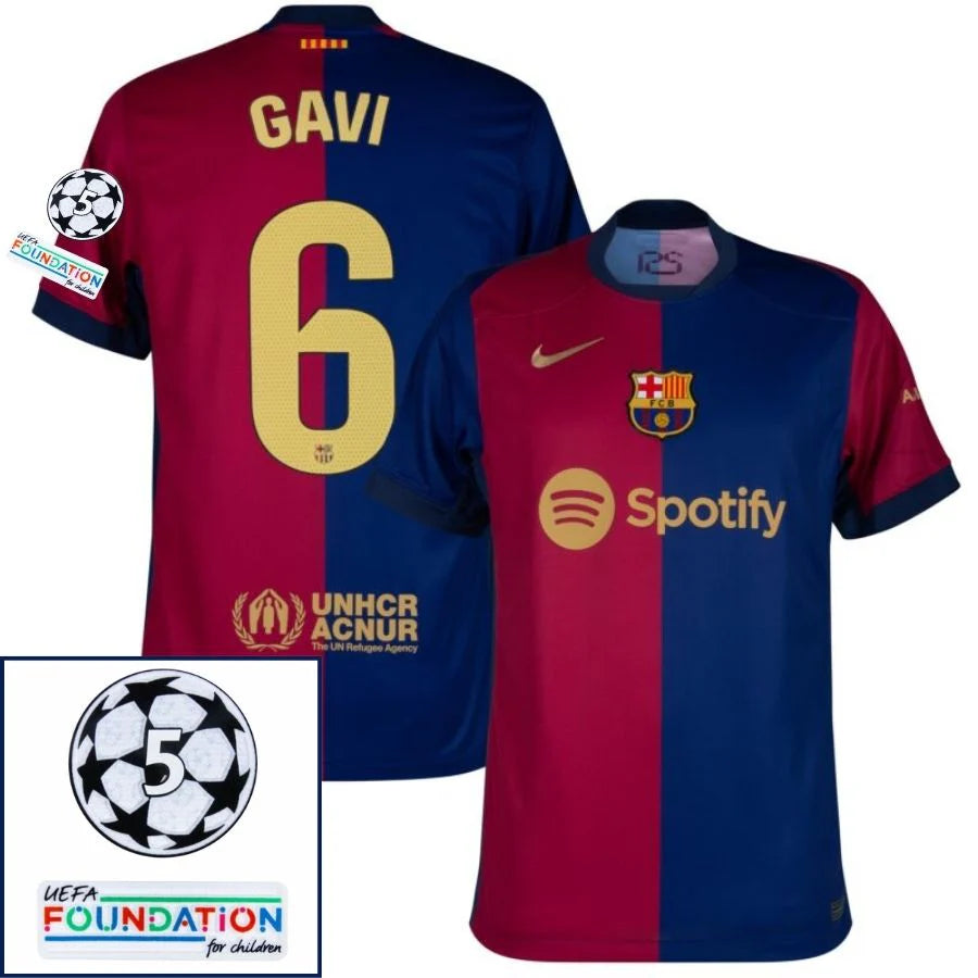 Barcelona 2024/25 I Home GAVI #6 - Patchs UCL UEFA  Foundation (Official Printing)
