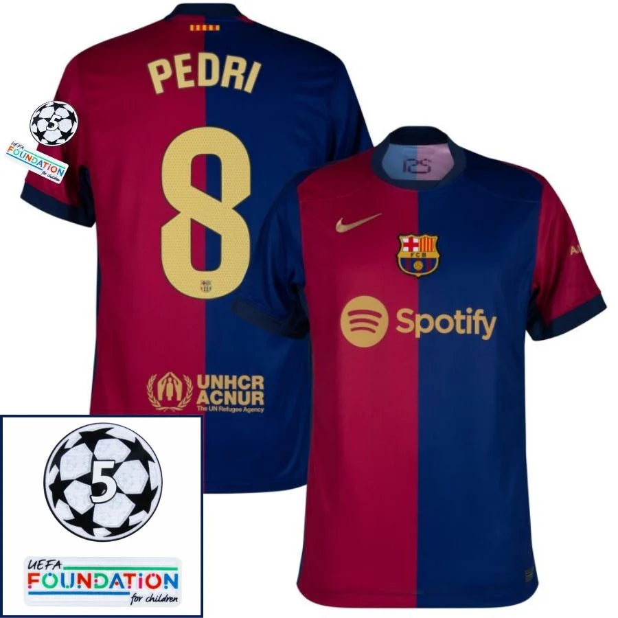 Barcelona 2024/25 I Home PEDRI #8 - Patchs UCL UEFA  Foundation (Official Printing)