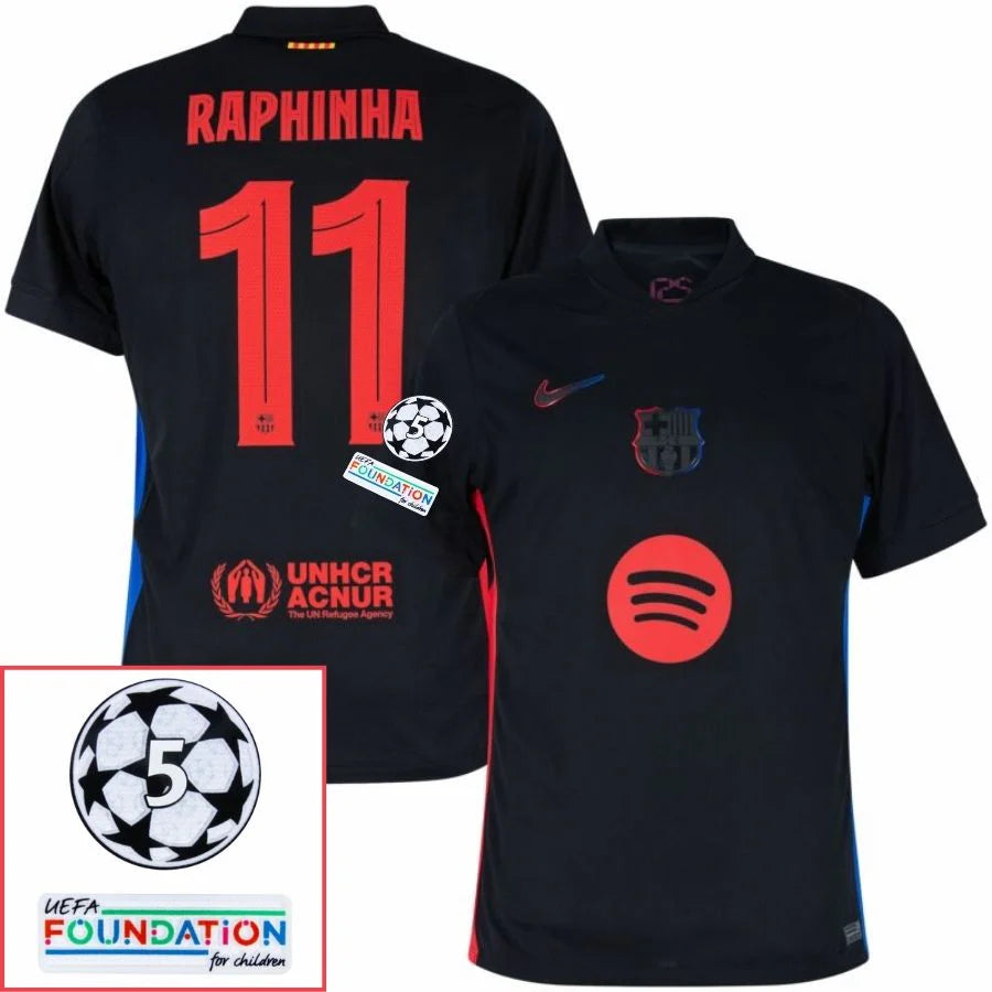 Barcelona 2024/25 II Away RAPHINHA #11 - Patchs UCL UEFA  Foundation (Official Printing)