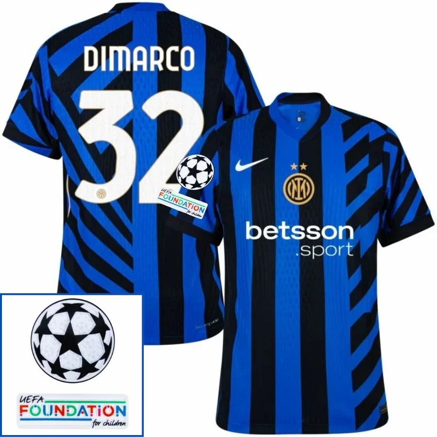Inter Milan 2024/25 I Home DIMARCO #32 - Patchs UCL UEFA  Foundation (Official Printing)