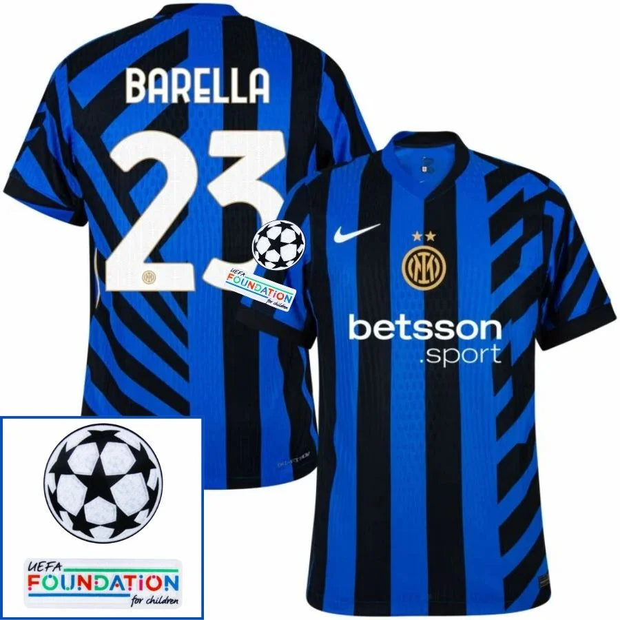Inter Milan 2024/25 I Home BARELLA #23 - Patchs UCL UEFA  Foundation (Official Printing)