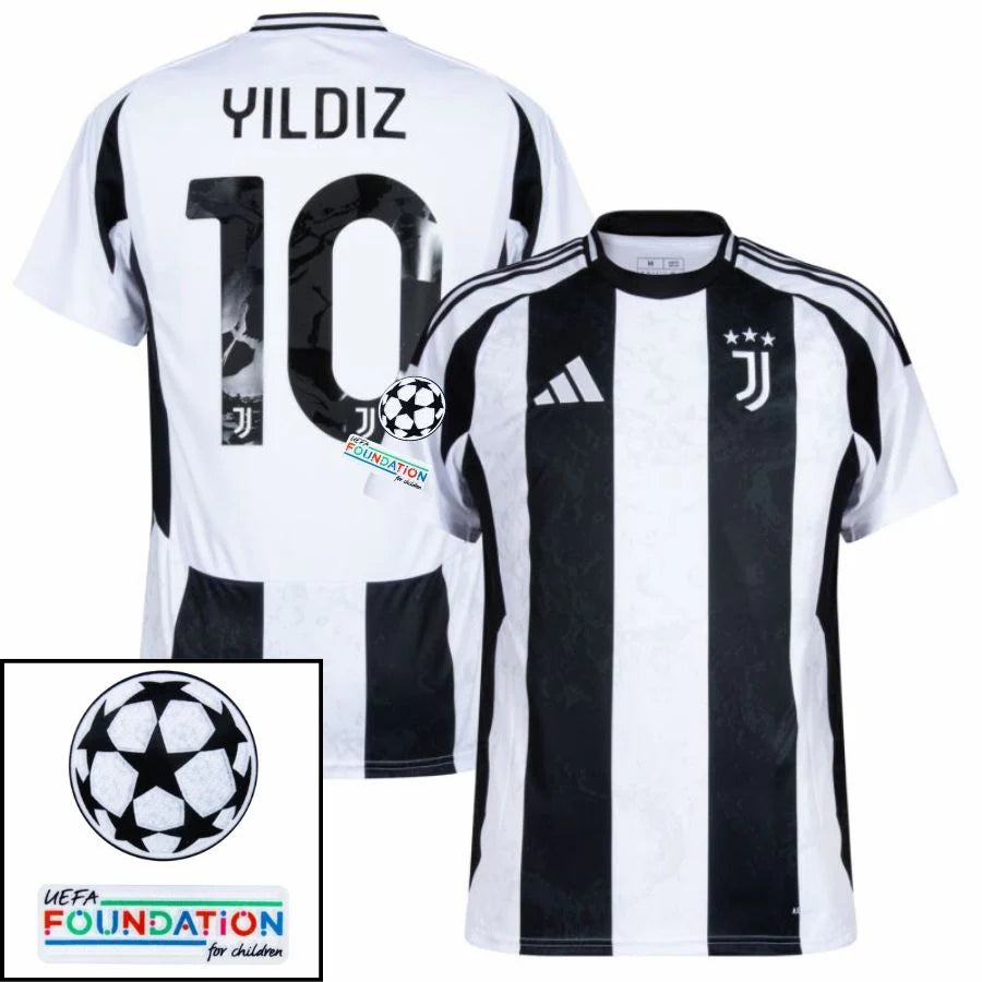 Juventus 2024/25 I Home YILDIZ #10 - Patchs UCL UEFA  Foundation (Official Printing)