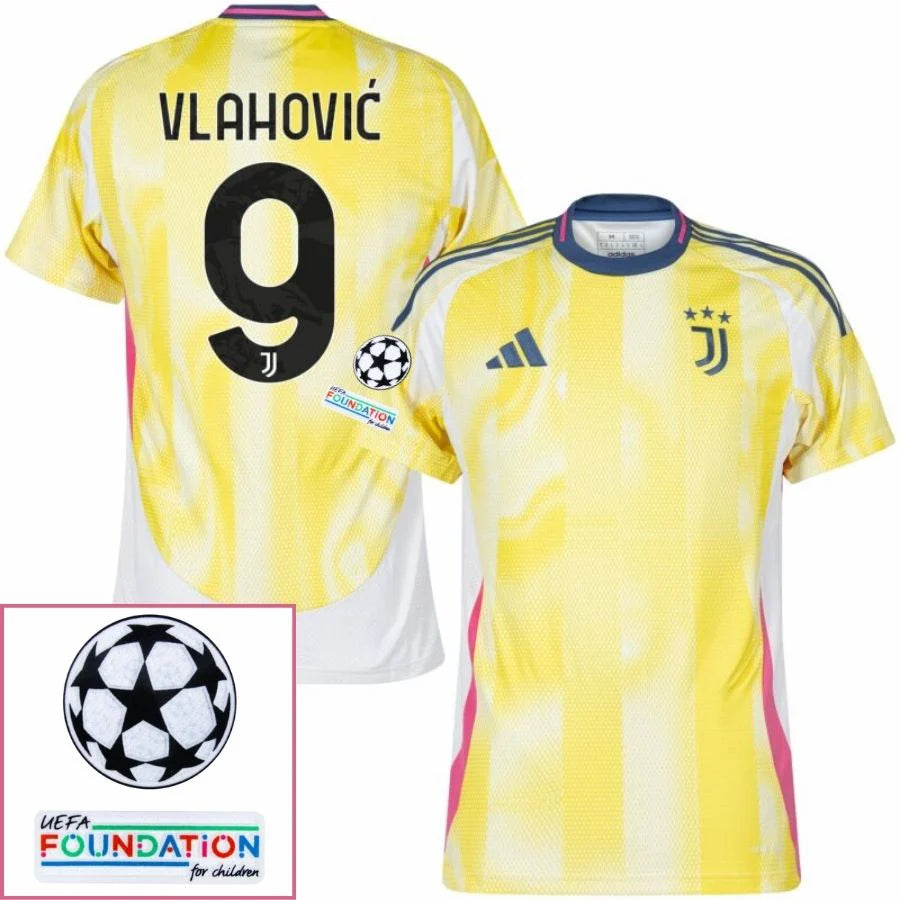 Juventus 2024/25 II Away VLAHOVIC #9 - Patchs UCL UEFA  Foundation (Official Printing)