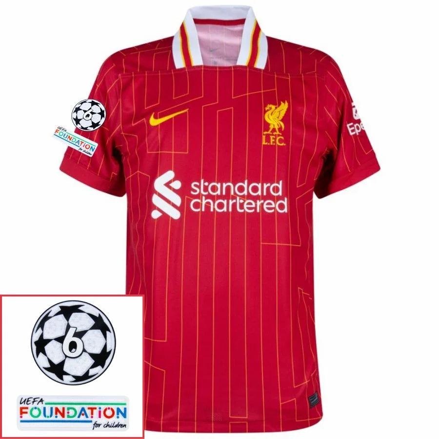 Liverpool 2024/25 I Home Jersey - Patchs UCL UEFA  Foundation (Official Printing)