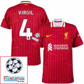 Liverpool 2024/25 I Home VIRGIL #4 - Patchs UCL UEFA  Foundation (Official Printing)