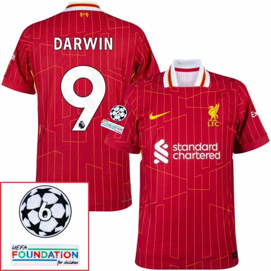 Liverpool 2024/25 I Home DARWIN #9 - Patchs UCL UEFA  Foundation (Official Printing)