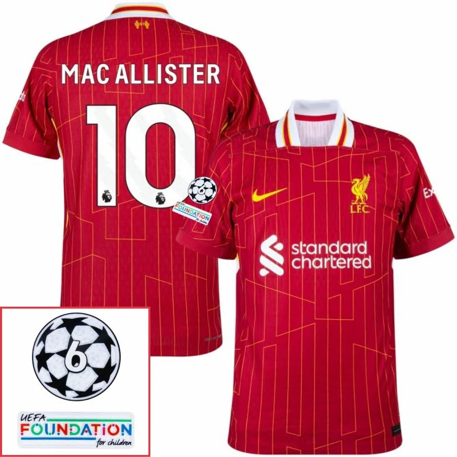 Liverpool 2024/25 I Home MAC ALLISTER #10 - Patchs UCL UEFA  Foundation (Official Printing)