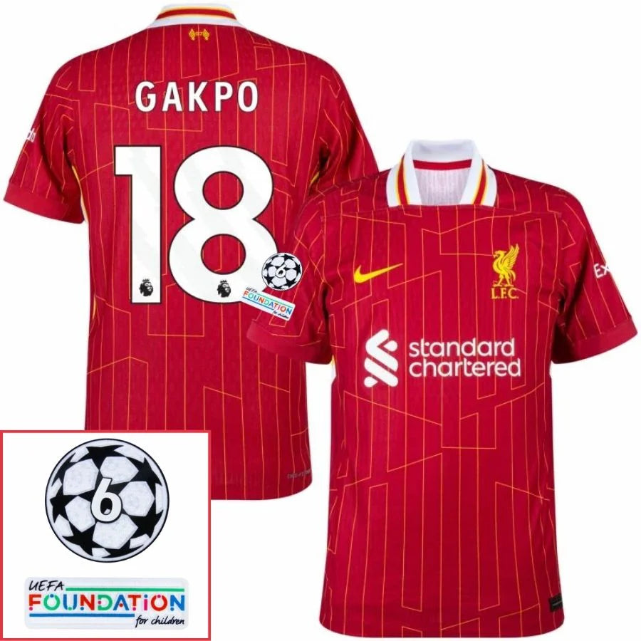 Liverpool 2024/25 I Home GAKPO #18 - Patchs UCL UEFA  Foundation (Official Printing)