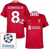 Liverpool 2024/25 I Home SZOBOSZLAI #8 - Patchs UCL UEFA  Foundation (Official Printing)