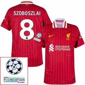 Liverpool 2024/25 I Home SZOBOSZLAI #8 - Patchs UCL UEFA  Foundation (Official Printing)