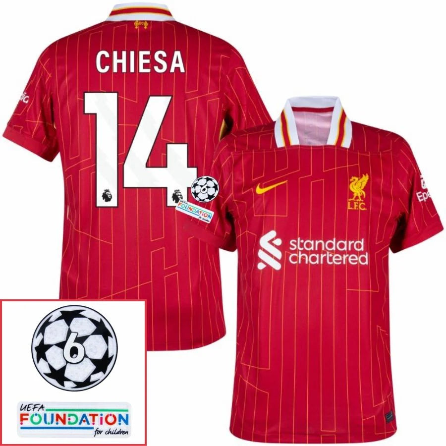 Liverpool 2024/25 I Home CHIESA #14 - Patchs UCL UEFA  Foundation (Official Printing)