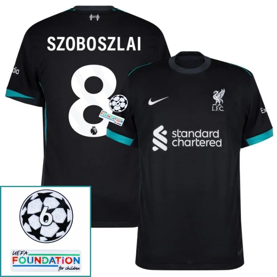 Liverpool 2024/25 II Away SZOBOSZLAI #8 - Patchs UCL UEFA  Foundation (Official Printing)