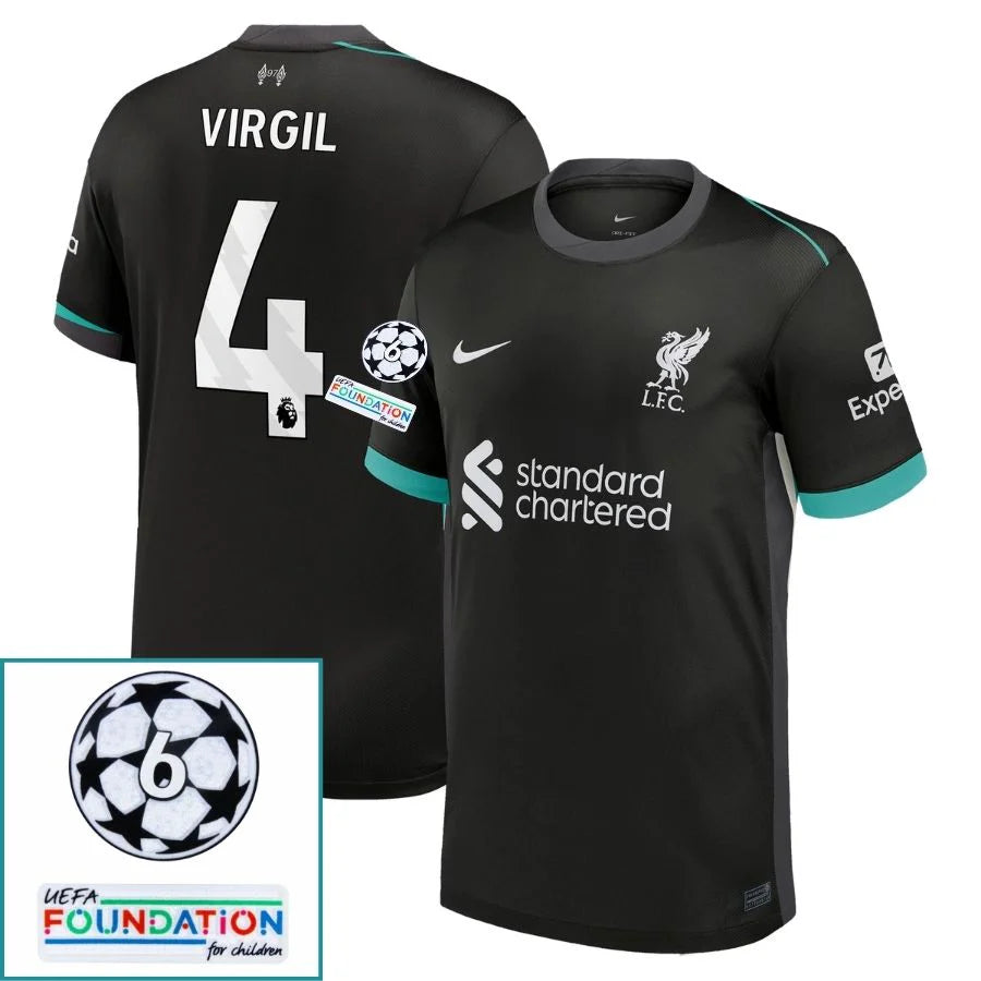 Liverpool 2024/25 II Away VIRGIL #4 - Patchs UCL UEFA  Foundation (Official Printing)