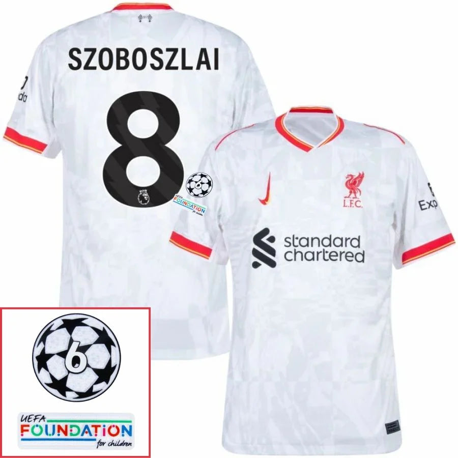 Liverpool 2024/25 II Away SZOBOSZLAI #8 - Patchs UCL UEFA  Foundation (Official Printing)