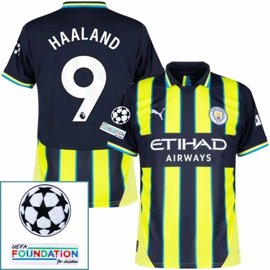 Manchester City 2024/25 II Away HAALAND #9 - Patchs UCL UEFA  Foundation (Official Printing)