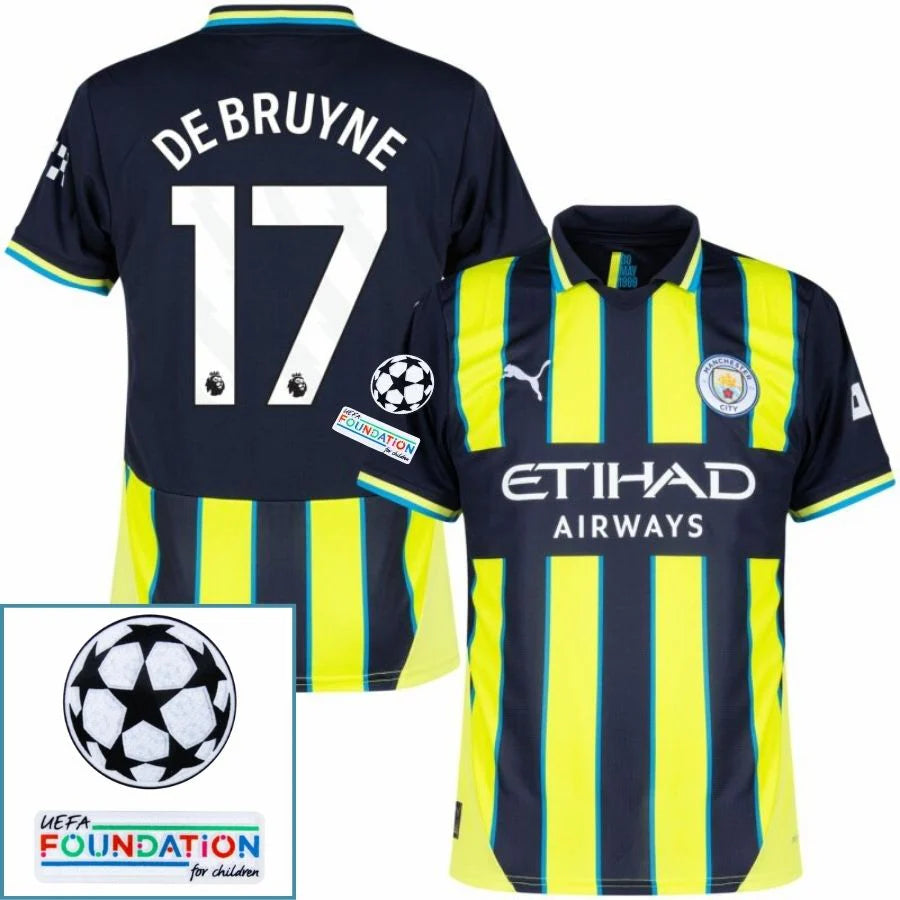 Manchester City 2024/25 II Away DE BRUYNE #17 - Patchs UCL UEFA  Foundation (Official Printing)