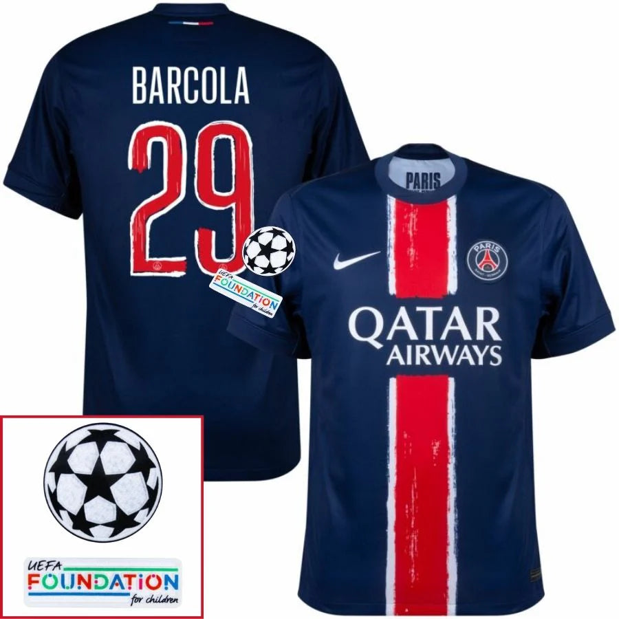 Paris Saint-Germain 2024/25 I Home BARCOLA #29 - Patchs UCL UEFA  Foundation (Official Printing)
