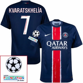 Paris Saint-Germain 2024/25 I Home KVARATSKHELIA #7 - Patchs UCL UEFA  Foundation (Official Printing)