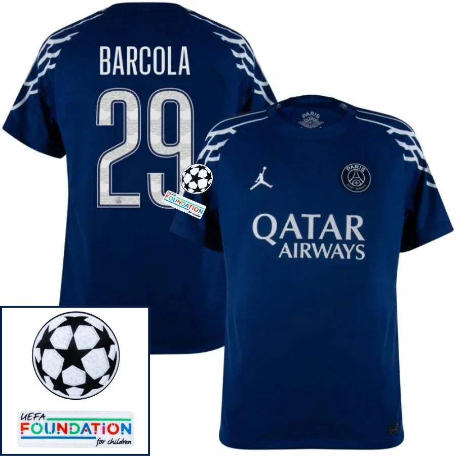 Paris Saint-Germain 2024/25 IIII Fourth Jordan BARCOLA #29 - Patchs UCL UEFA  Foundation (Official Printing)