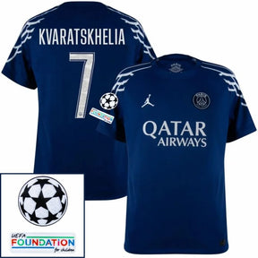 Paris Saint-Germain 2024/25 IIII Fourth Jersey Jordan KVARATSKHELIA #7 - Patchs UCL UEFA  Foundation (Official Printing)