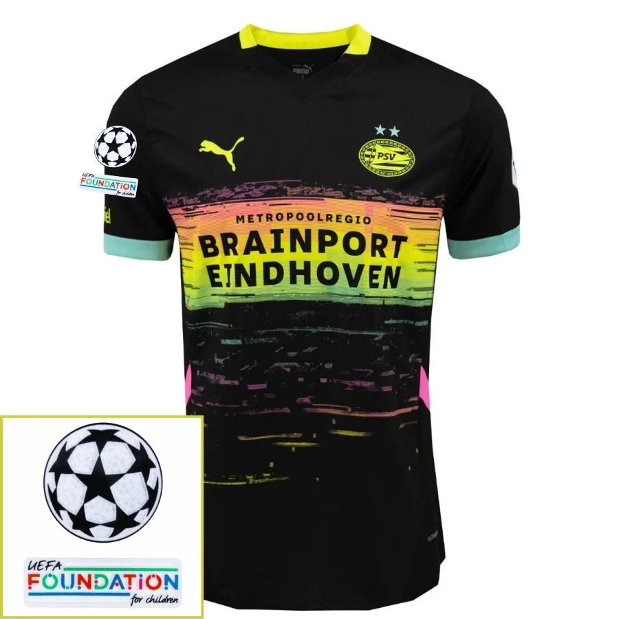 PSV Eindhoven 2024/25 II Away Fan Jersey - Patchs UCL UEFA  Foundation (Official Printing)