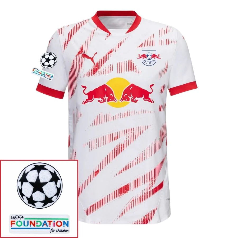 RB Leipzig 2024/25 I Home Fan Jersey - Patchs UCL UEFA  Foundation (Official Printing)