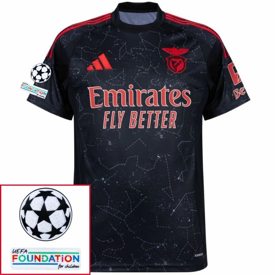 Benfica 2024/25 II Away Fan Jersey - Patchs UCL UEFA  Foundation (Official Printing)