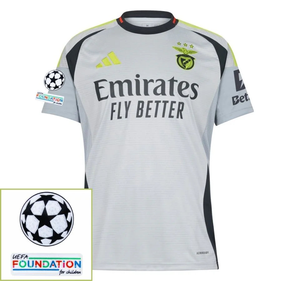 Benfica 2024/25 III Third Fan Jersey - Patchs UCL UEFA  Foundation (Official Printing)