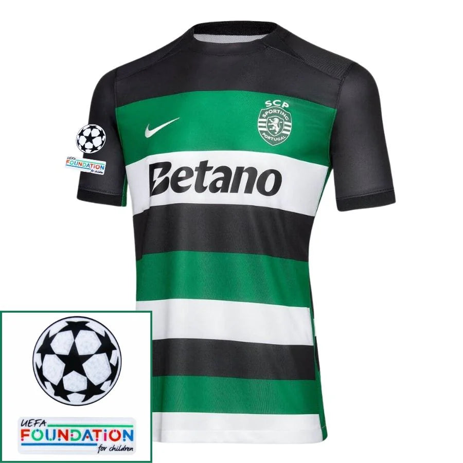 Sporting CP 2024/25 I Home Fan Jersey - Patchs UCL UEFA  Foundation (Official Printing)